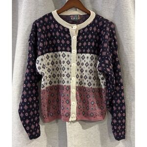 Paris sport club cardigan womens Medium button front sweater 80s‎ vintage